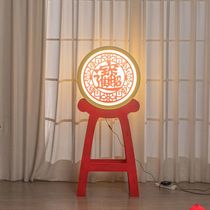 New Years New Year decorations wooded small drum glowing large drum Spring Festival Decorative Pendulum shopping mall Hotel Annual Meeting Scene Placement