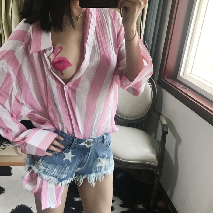 ZZ xương ZZ chống vết sưng ngực dính punk sexy kitten flamingo Sao bột dịu dàng bộ bikini không thấm nước dùng một lần