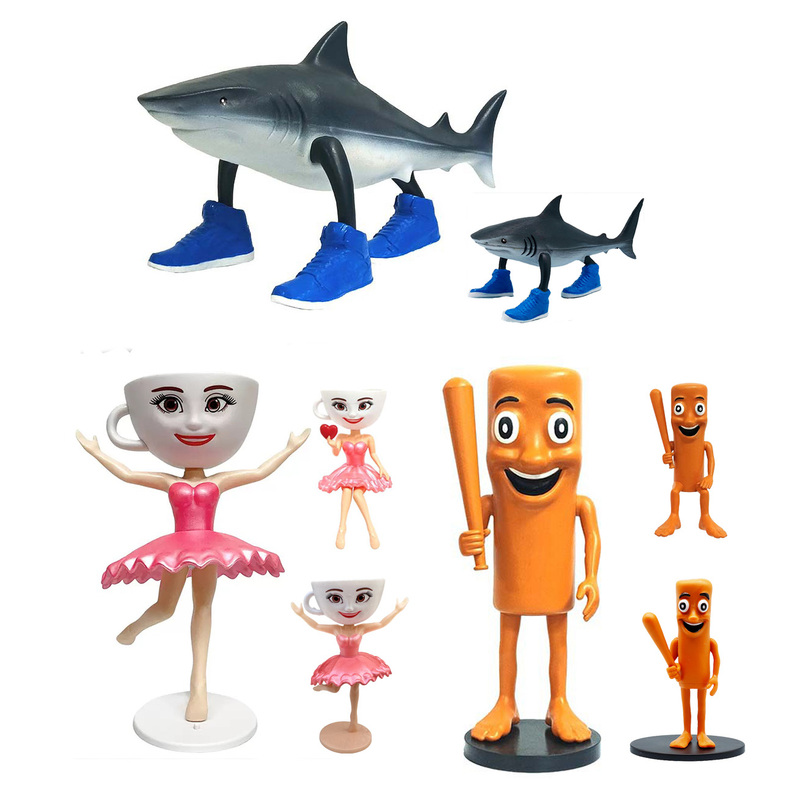 Extra-Large 26cm Miss Cappuccino Doll Figurine, Foreign Mountain and Sea Classic Wooden Stick Figure, Shark Ornament Toy