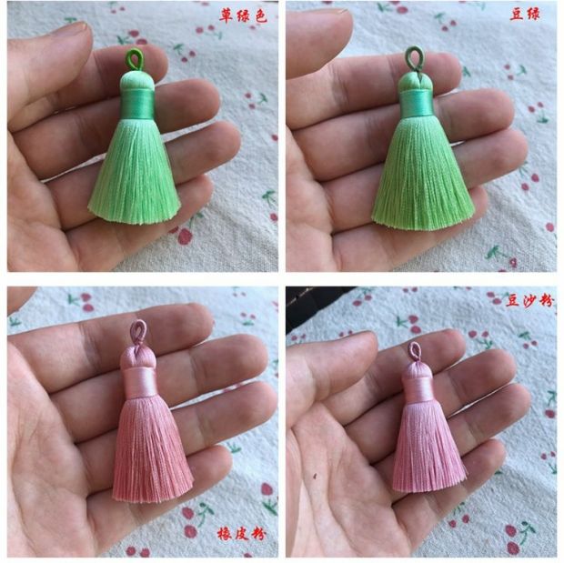 DIY Trang sức Phụ kiện Mini Short Fat Rayon Fringe Vòng đeo tay tinh tế Móc treo Spike Small Tua Sniper - Vòng đeo tay Clasp vòng đôi