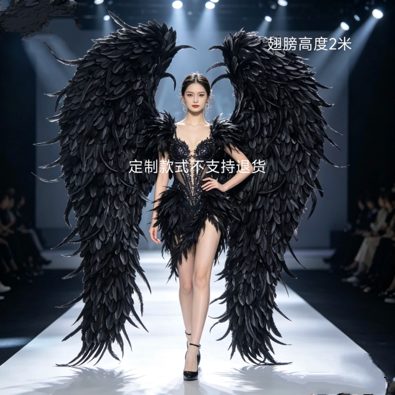 Victoria's Secret Runway Show Commercial Performance Festival Event Warm-Up Photography Creation Black Devil Angel Wings Props Victoria's Secret Runway Show Commercial Performance Festival Event Warm-Up Photography Creation Black Devil Angel Wings Props