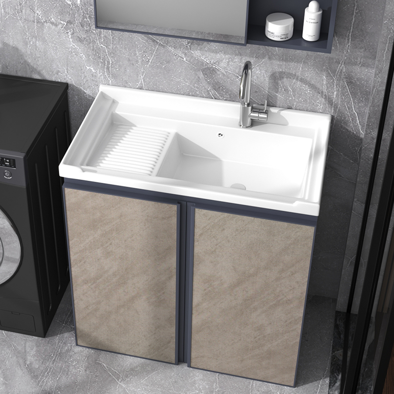 Ceramic Laundry Balcony Balcony Laundry Room Laundry Cabinet Space Aluminum Laundry Closet Handwashing One Table Basin