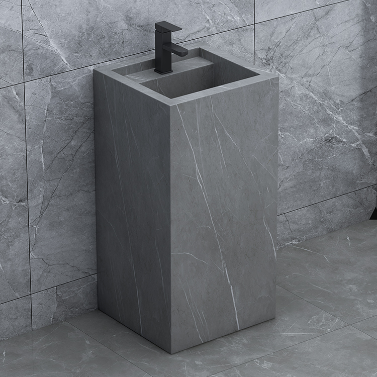 Rock slab column basin washbasin balcony outdoor washbasin marble floor-to-ceiling integrated column washbasin