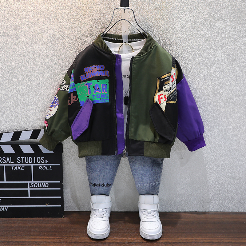 Boy Jacket 2022 Fall New Kid Jacket Baseball Suit Foreign Pie Middle Boy Boy Casual Blouse Korean version