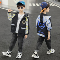 Boys spring and autumn coat 2021 hooded boys and childrens outfit 2 foreign style 3 trench coat 4 coat 5 tide 6 years old 7