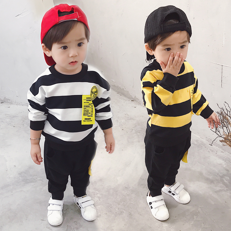 Children's baby boy Spring suit children Long sleeves thick cotton T pants 1-3 years and half 2 boys clothes Baby spring and autumn clothes