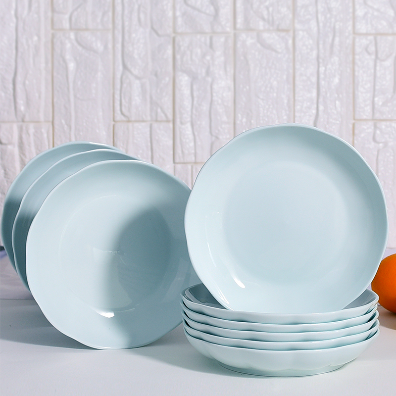 6 Loaded Ceramic Dinner Plate Domestic Dishes Round Disc Personality Minimalist Disc Day Style Cutlery Deep Disc Suit