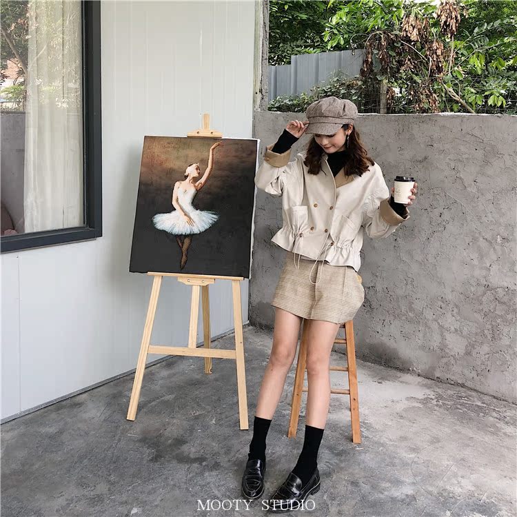 Áo khoác da nữ MOOTY ngắn áo khoác bf gió 2018 phiên bản mới của Hàn Quốc là áo khoác mỏng pu đầu máy thủy triều nhỏ áo khoác da zara