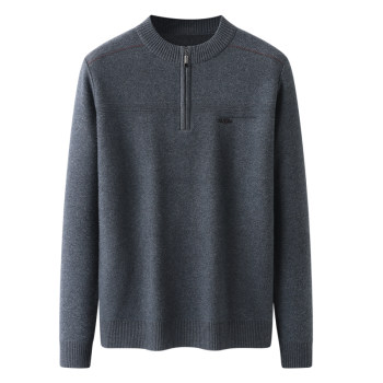 Ordos Half High Collar 100 Pure Cashmere Sweater Men's Thickened Sweater Winter Middle-aged and Elderly Zippered Wool Sweater