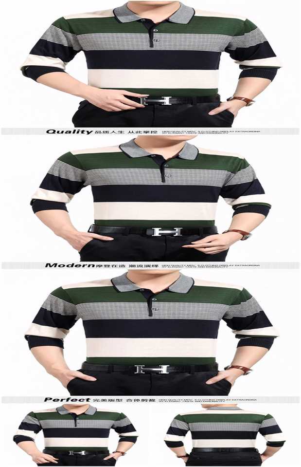 Áo thun nam tay dài trung niên mùa xuân cotton mỏng có ve áo có quần lửng nam trung niên mùa xuân áo polo nam