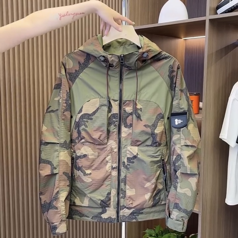 Autumn New Men's Hooded Camouflage Jacket High-Quality Stylish Jacket Casual Loose Workwear Jacket