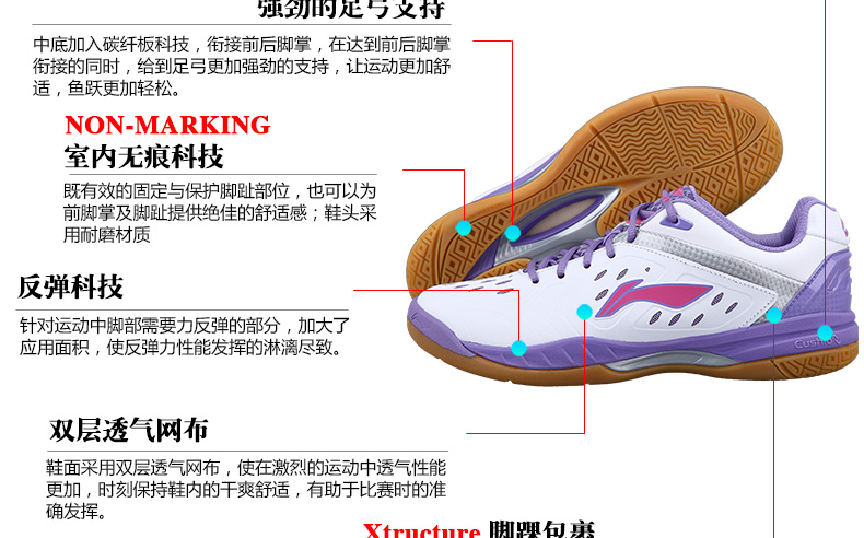Giày cầu lông LiING Li Ning Giày thể thao nữ Hấp thụ sốc và chống trơn trượt - Giày cầu lông sneaker nam