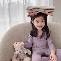 Childrens pajamas spring and autumn cotton girls Children baby pajamas autumn and winter home clothing set Winter thickened warm