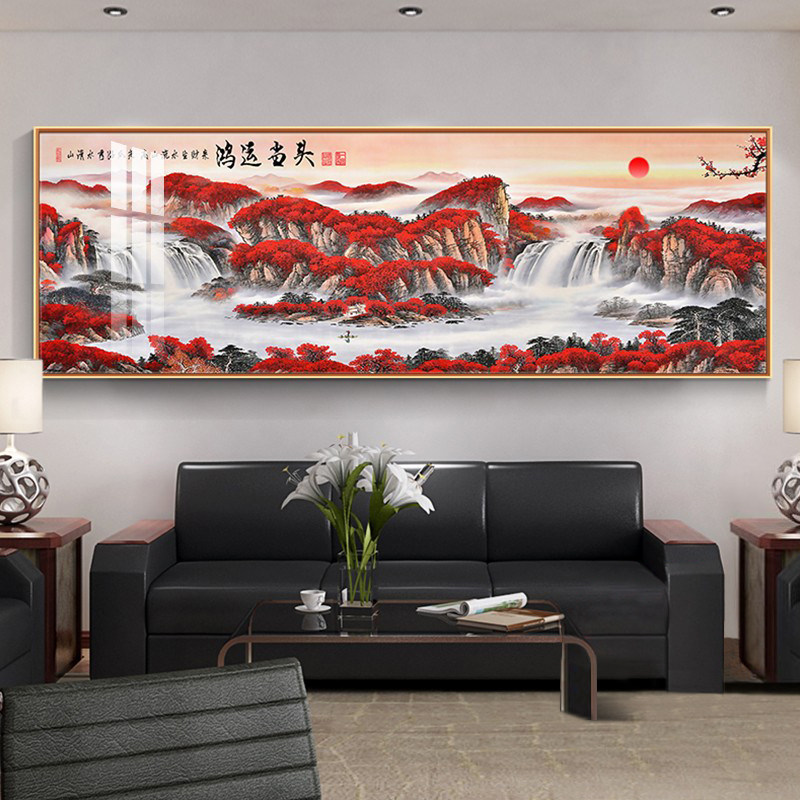 Leaning on the landscape calligraphy and painting of the head wind water Tutu State painting hanging painting atmosphere hanging drawing room decoration painting office
