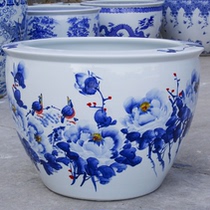 Jingdezhen Ceramic Fish Tank Large Lotus Flower Sleeping Lotus Fish Turtle Special Villa Courtyard Hand Painted Green Flower Porcelain Large Vat