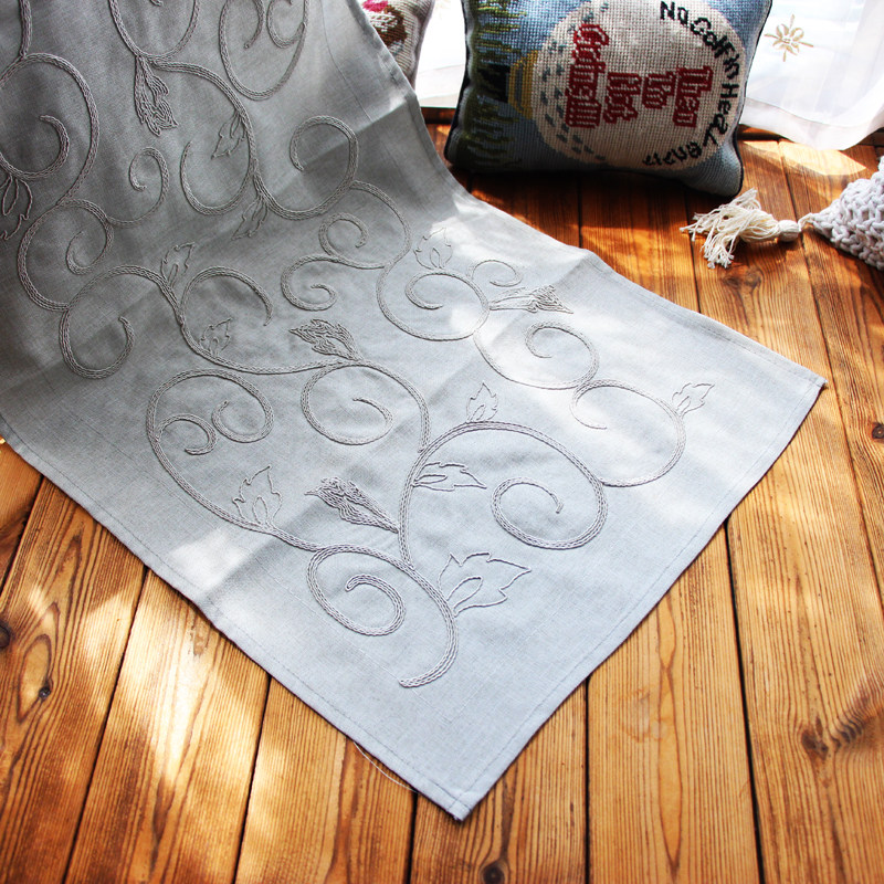 Foreign trade Buyi European-style embroidered table tea table Table Flag Shoes Cabinet Five Bucket Cabinet Tea Tray Anti Dust cover Grey Cloth-Taobao