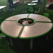 Chitele Trapezoid Round Table Kindergarten Childrens Solid Wood Multi-board Early Education Lifting Toys Building Block Table