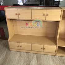 Original wood color early education kindergarten children fireproof wood board clothing finishing storage rack shape cloakcase bookcase bookcase