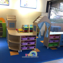  Wooden area corner cabinet Activity area corner cabinet Kindergarten area corner toy cabinet Fairy tale world corner cabinet Fresh fruit supermarket