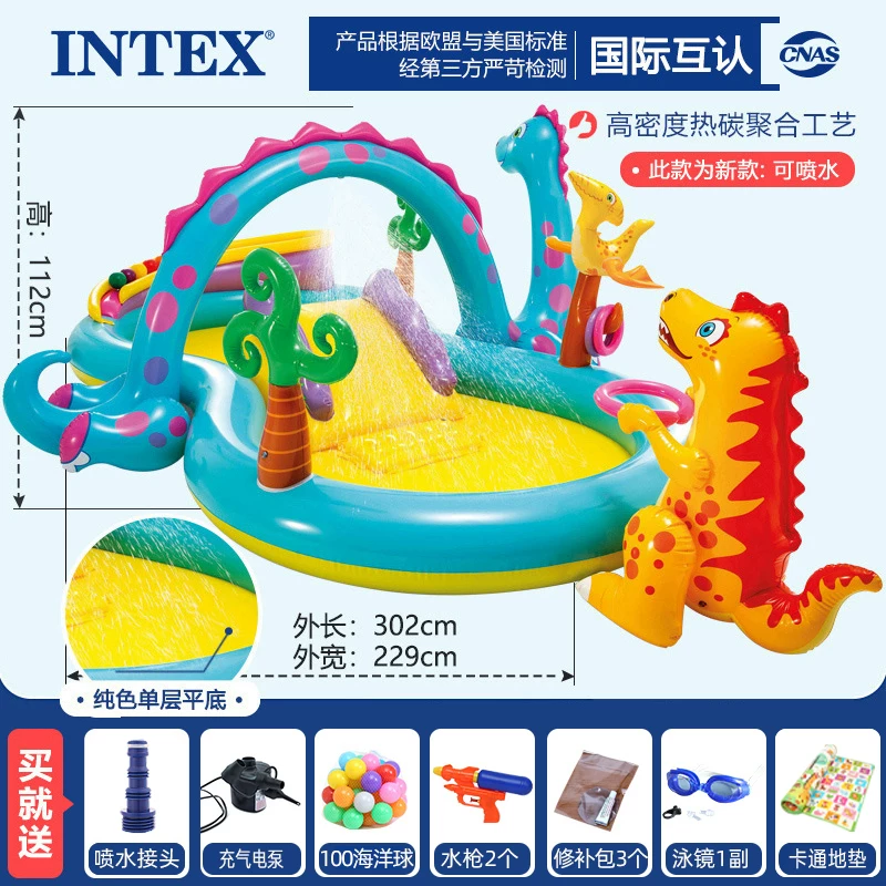 INTEX большой плавательный бассейн, надувной туристический морской водный горка водная игра