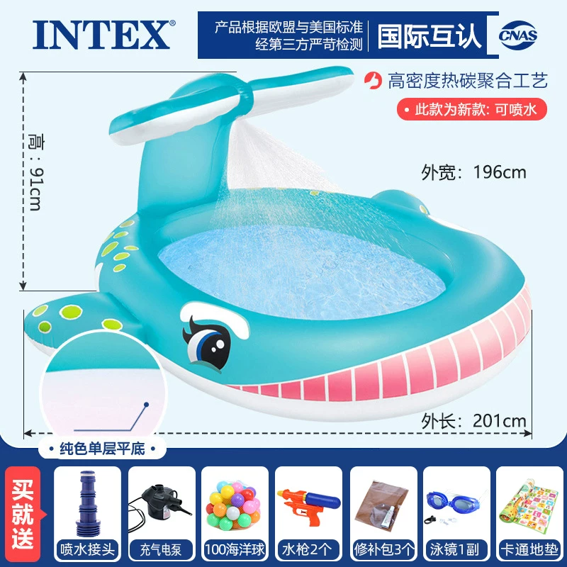INTEX большой плавательный бассейн, надувной туристический морской водный горка водная игра