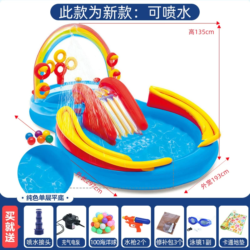 INTEX большой плавательный бассейн, надувной туристический морской водный горка водная игра