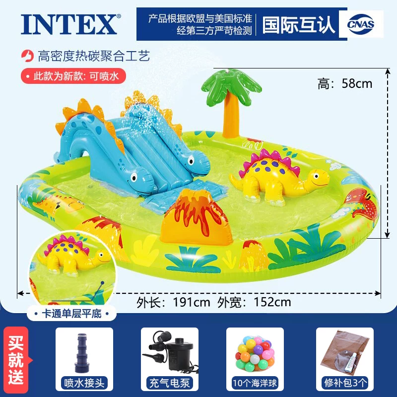 INTEX большой плавательный бассейн, надувной туристический морской водный горка водная игра
