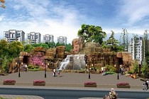 Cement fake tree simulation peach blossom tree GRC amusement park cement simulation rockery cement rockery