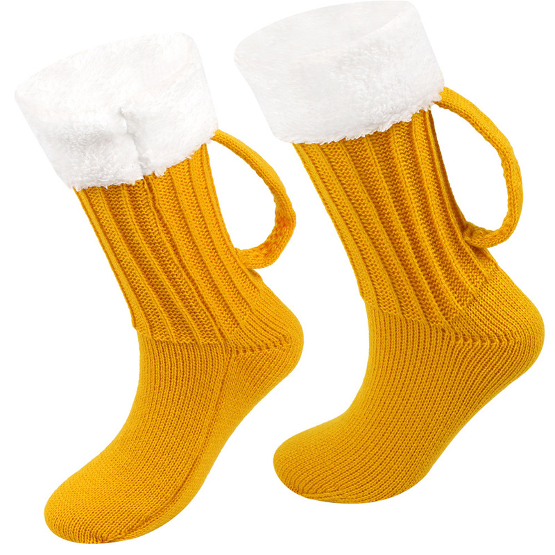 Funny and Creative Beer Mug Yarn Socks, Autumn and Winter Knitted Thick Floor Socks, Unique Gifts for Male and Female Friends Funny and Creative Beer Mug Yarn Socks, Autumn and Winter Knitted Thick Floor Socks, Unique Gifts for Male and Female Friends