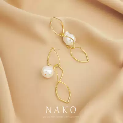NAKO baroque pearl earrings female 2021 new earrings advanced sense light luxury temperament atmospheric ear needle sterling silver