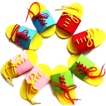 Unwoven slippers tying shoes laces wearing shoes with early parent-child teaching aids children handmade toy nursery material bags