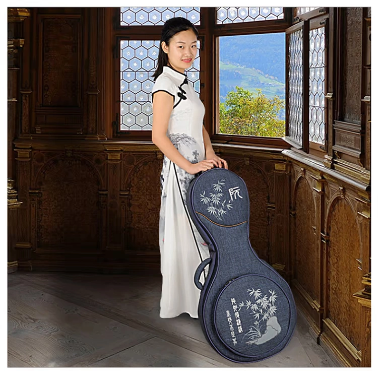 Zhongqin Qin túi dày in phong cách Trung Quốc 绗 vải lanh thêu ba lô ba lô trung úy nhạc cụ túi - Phụ kiện nhạc cụ day dan guitar