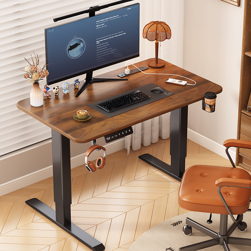 Electric Lift Table, Small-Sized Desk, Student Home Solid Wood Computer Desk, Small Apartment Narrow Space Bedside Desk