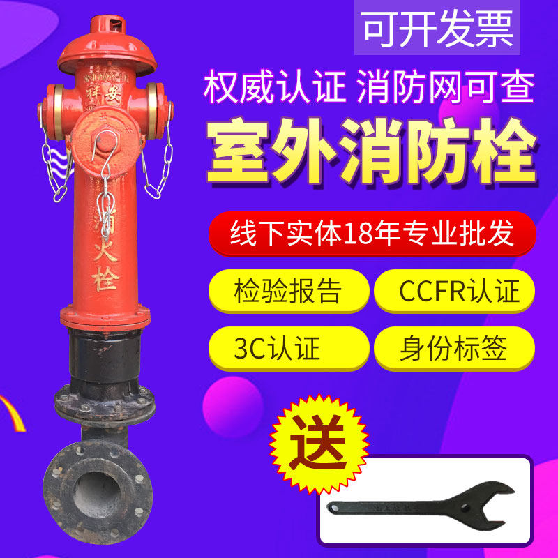 Fire hydrant outdoor ground type SS100 65-1 6 plug interface drain valve elbow national standard anti-collision fire hydrant