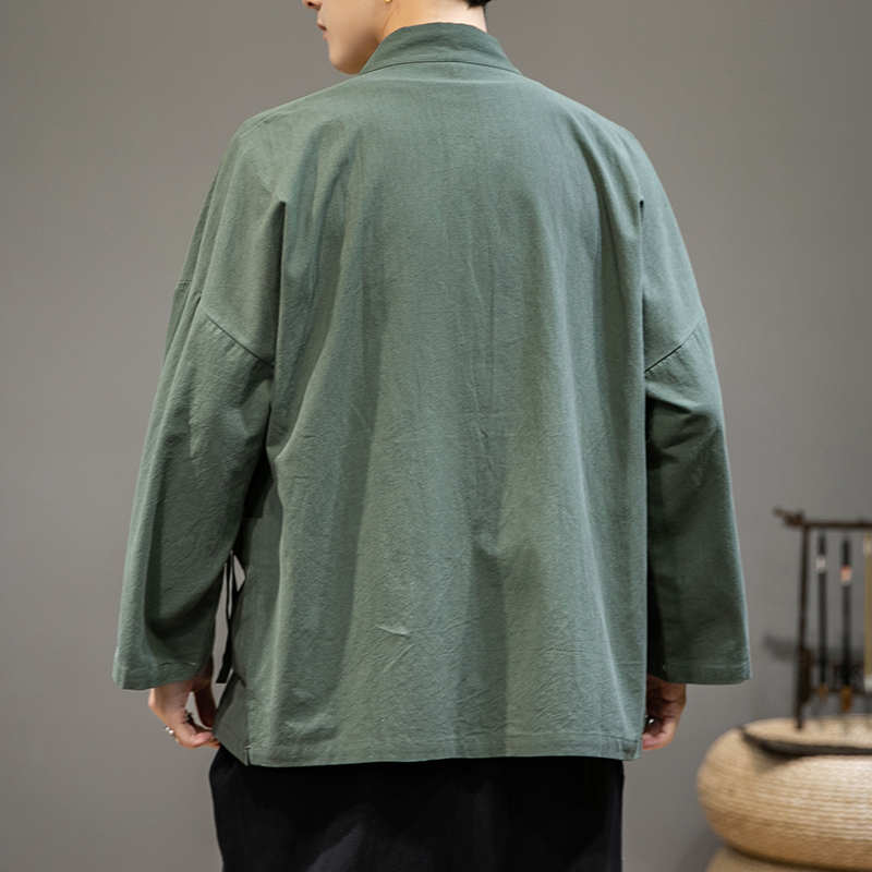 gió đàn ông Trung Quốc Tang trẻ trang phục cải thiện old-fashioned cardigan áo triều thời trang cổ Han quần áo áo khoác nam