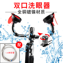 304 stainless steel double-port eyewash mobile handheld laboratory wall-mounted emergency eyewash that can pass the factory inspection