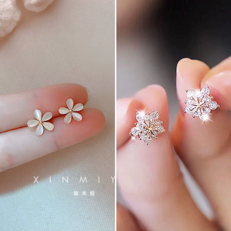 Серьги, японские и корейские, кошачий глаз, цветочные, простой и элегантный дизайн, коллекция 2023 года
