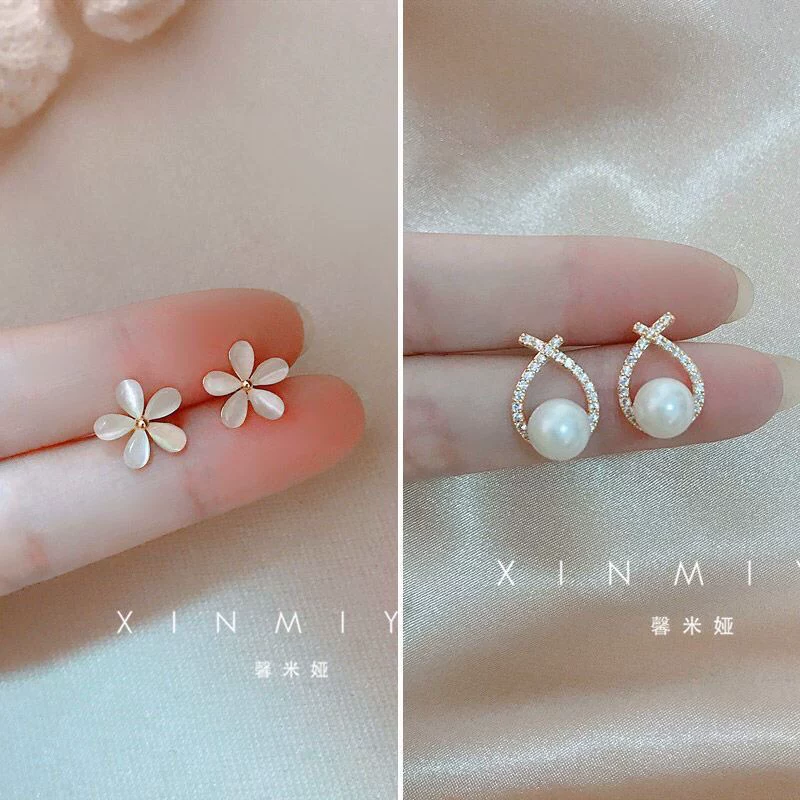 Серьги, японские и корейские, кошачий глаз, цветочные, простой и элегантный дизайн, коллекция 2023 года