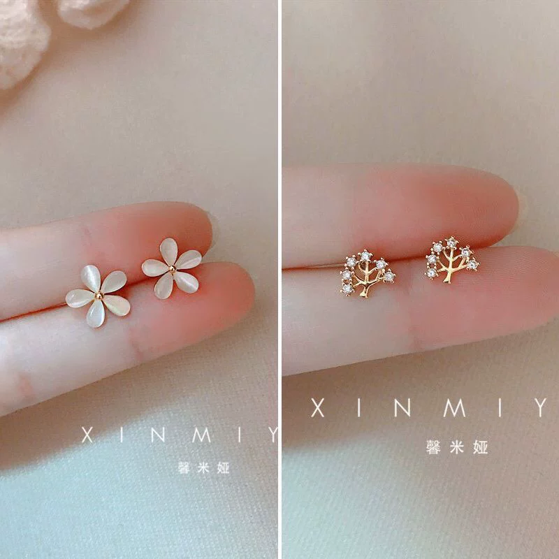 Серьги, японские и корейские, кошачий глаз, цветочные, простой и элегантный дизайн, коллекция 2023 года