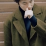 Áo sơ mi đơn giản của Nhật Bản trong chiếc áo khoác len ngắn nam retro công sở áo len đa năng - Áo len áo măng tô dạ nam cao cấp