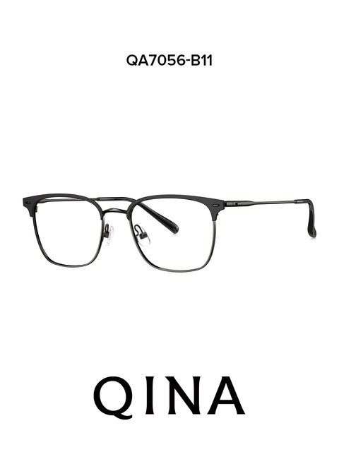 QINA Qina's 2026 new half-frame myopia glasses eyebrow frame anti-blue light Sven Science and Technology men's model QA7056