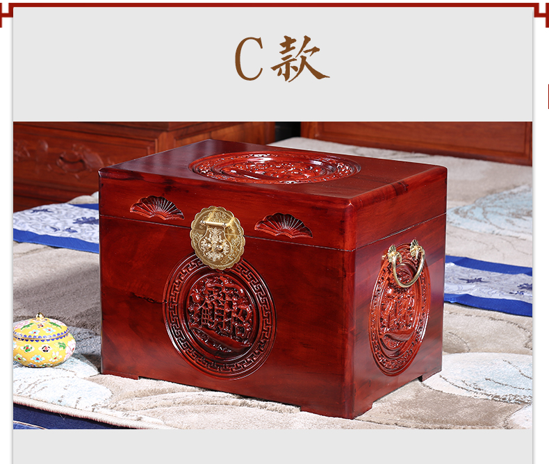 Tangluxiang camphor hộp gỗ thư pháp và bộ sưu tập tranh hộp đầy đủ lưu trữ hộp lưu trữ gỗ rắn đồ gỗ hộp đám cưới của hồi môn hộp - Cái hộp thùng gỗ sồi