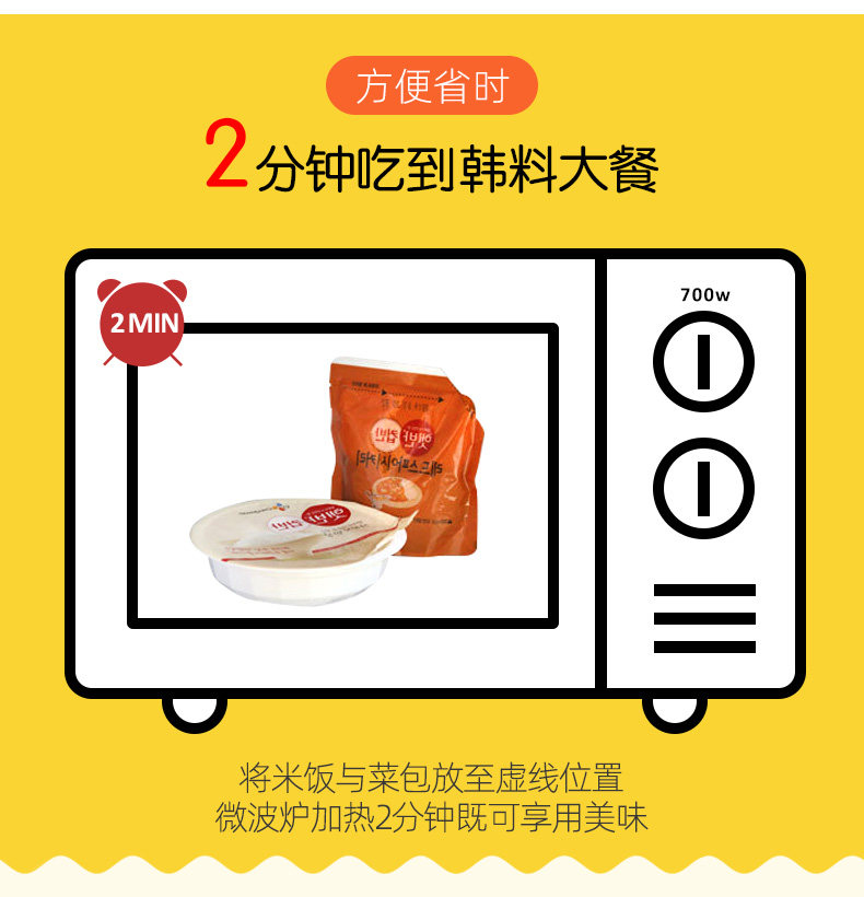 韩国原装进口 CJ希杰 微波速食米饭套餐 6盒6种口味 图7