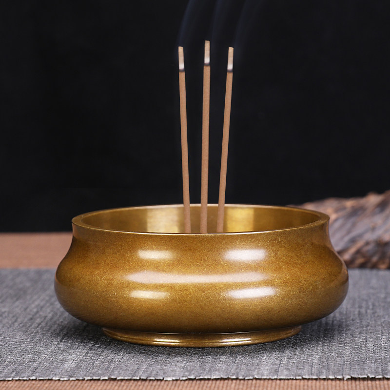 Pure copper copper incense burner sandalwood incense line incense plug household indoor for Buddha incense burner incense burner tripod incense set