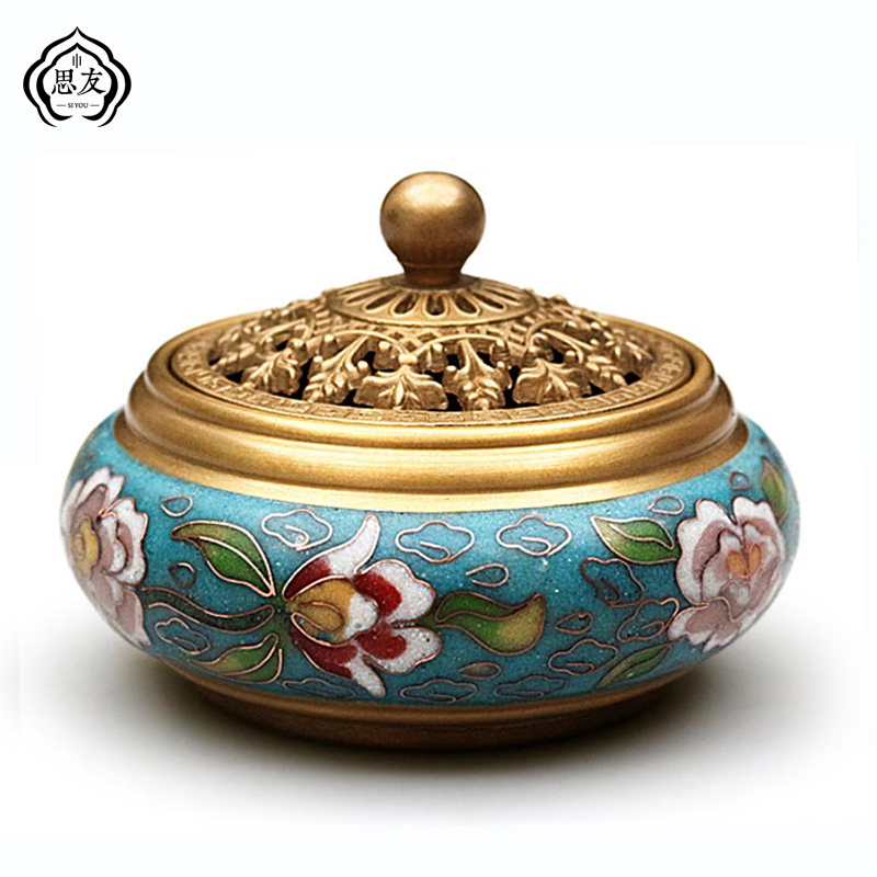 Siyou Cloisonne incense burner Pure copper sandalwood line incense insert for Buddhist use Indoor purification air plate aromatherapy incense burner