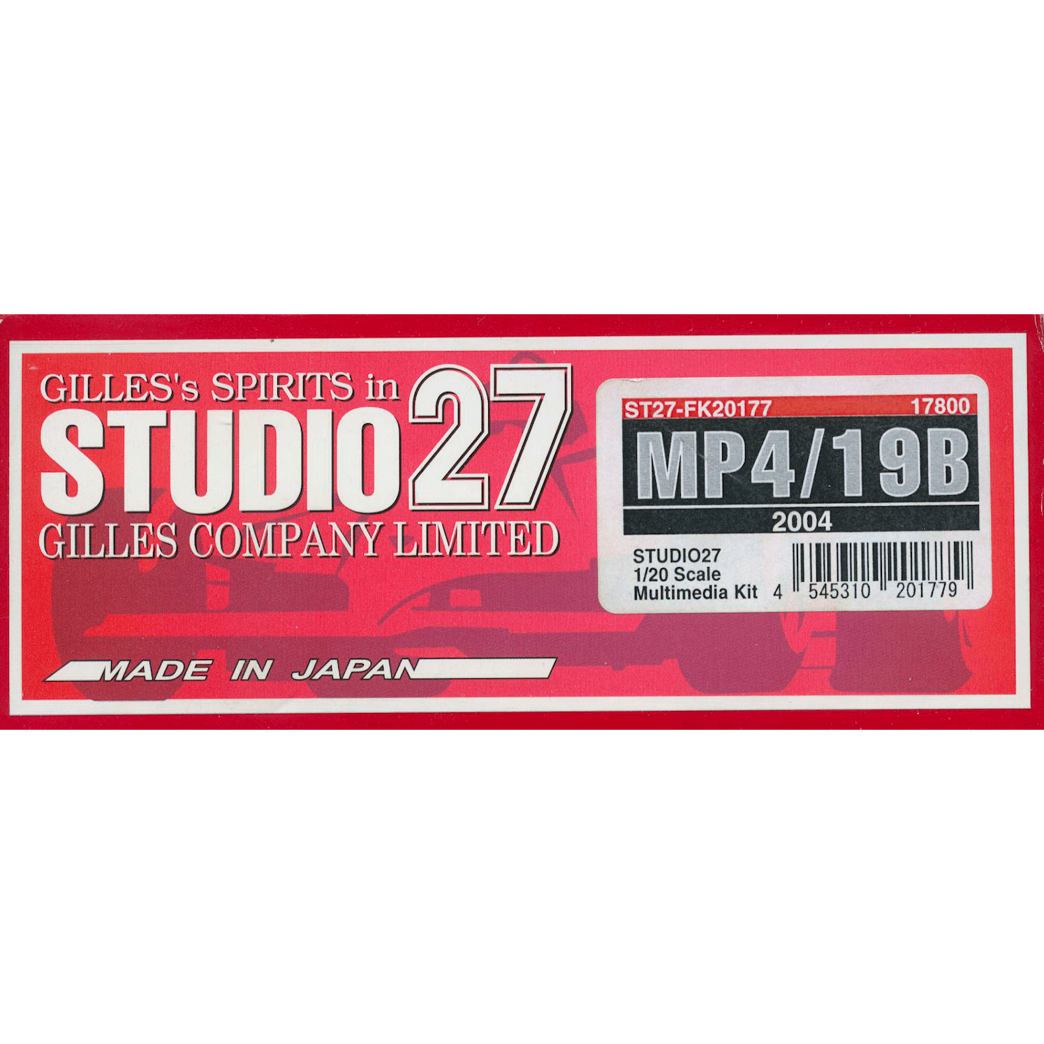 studio 27 树脂拼装车模1/20 McLaren mp4/19B 2004