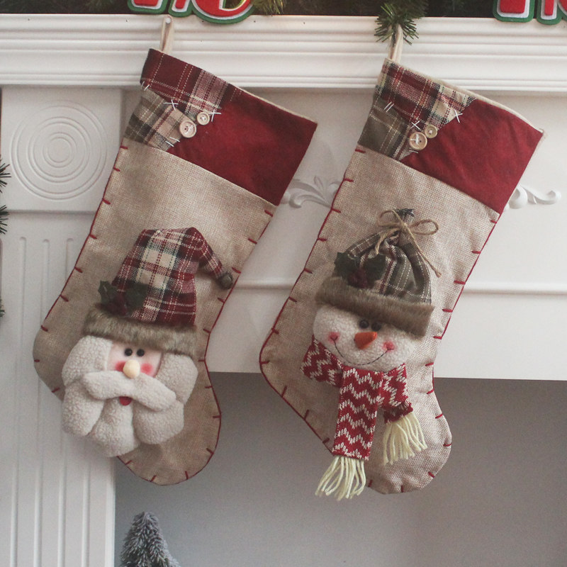 Christmas decorations Christmas sockold snowman Christmas night holiday hung scenesSocksGift bag candy bag