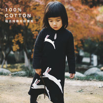 DAOGU) Rabbit pure cotton children and girls Chinese knitted cheongsam cant afford the ball skin-friendly parent-child style