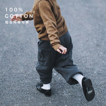 DAOGU DAOGU) Entering the store must choose Daogu large pocket lace-up wool pants embroidery boys and girls
