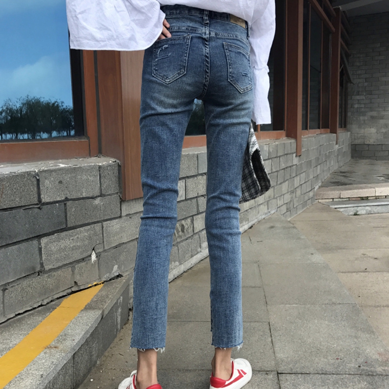 Quần jeans đỏ nữ mùa thu đông cao eo 2018 mới khai trương lạ mùi quần nữ thẳng cộng nhung nhung mỏng manh. quần jean nữ ống suông hàn quốc
